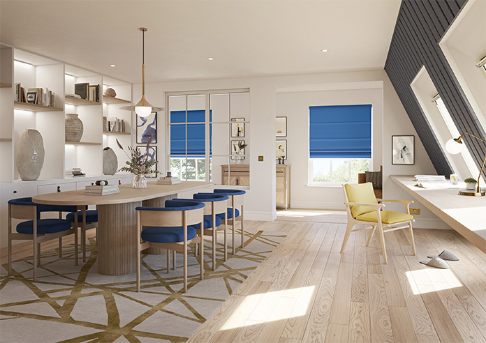 Ascot, Blue - Motorised Roman Blind - Image 6